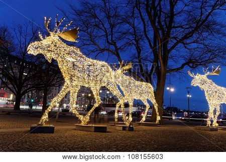 Christmas Moose Floc Made Of Led Light