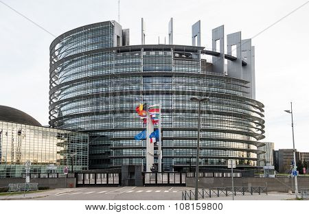 European Union Flags And France Flag Flies At Half-mast