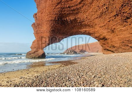 Red archs on atlantic ocean coast