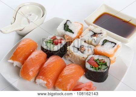 Japanese sushi food on a plate