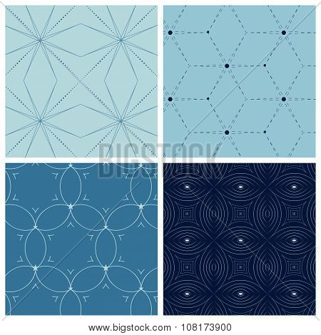 Set Of Four Geometric Seamless Patterns