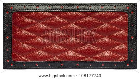 Blank red leather label isolated on white background