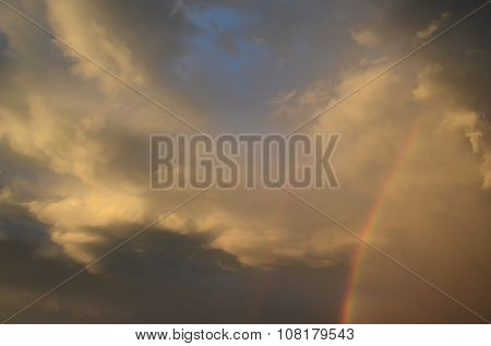 Picturesque Evening Sky With A Rainbow. Baikal Lake