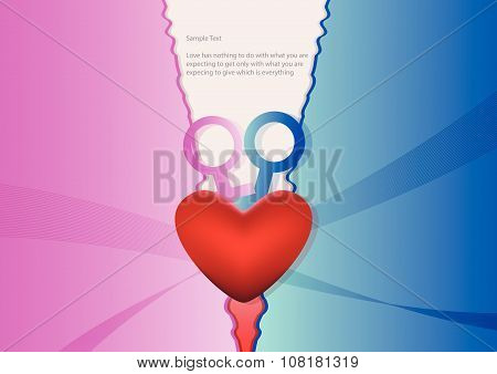Heart With Blue And Pink Background