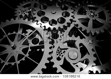 Technology Background From Siver Metal Gears.