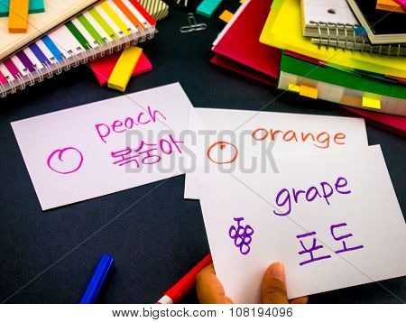 Learning New Language Making Original Flash Cards; Korean