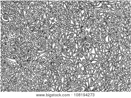 Doodle black and white monochrome vector background