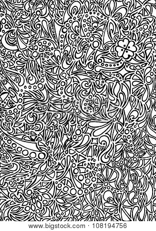Doodle black and white monochrome vector background