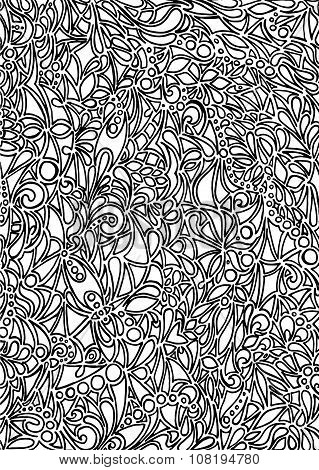 Doodle black and white monochrome vector background