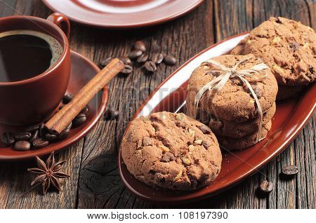 Chocolate Cookies And Coffee