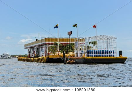 Gas Station In The Amazon River, Santarem, Brazil