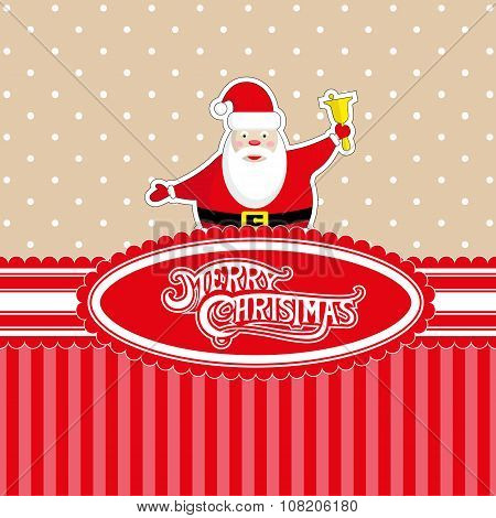 Vector Banner Merry Christmas Candy Box With Santa Claus