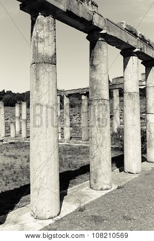 ruins in ancient city of Messini, Greece