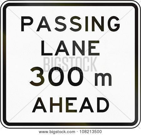 New Zealand Road Sign - Passling Lane Ahead In 300 Metres