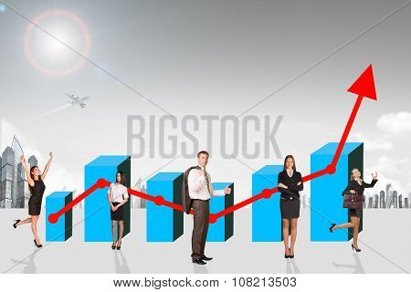 Buisnesspeople with growth graph