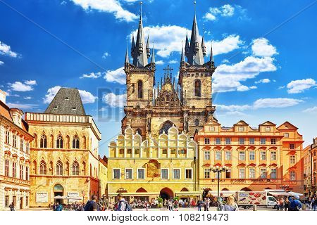 Prague,czech Republic- September 12, 2015: Church Of Our Lady(staromestske Namesti)on Historic Squar