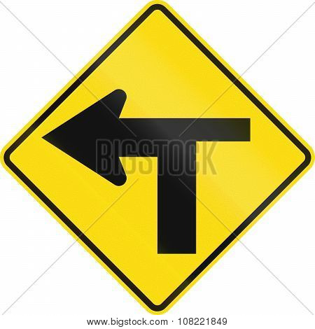 New Zealand Road Sign - T Junction Controlled (priority Turns Left)