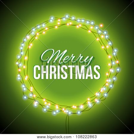 Congratulation to Christmas with green lights