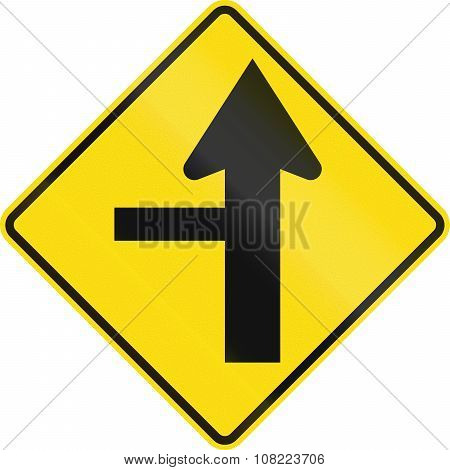 New Zealand Road Sign - Side Road Junction Controlled On Left