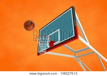 3d illustration of a basketball hoop and ball
