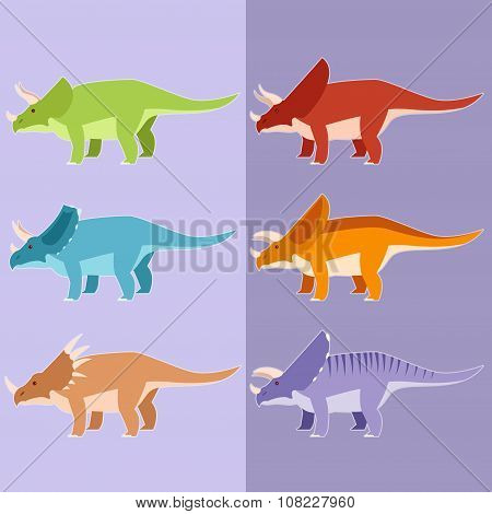 Set of horned dinosaurs