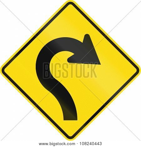 New Zealand Road Sign - Reverse Curve With Decreasing Radii, To Right