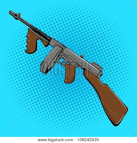 Automatic gun comic book style pop art vector