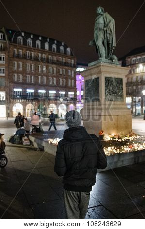 Tributes Being Laid Out After The Paris Attacks Paris Attacks Aftermath On November 15, 2015 In Pari