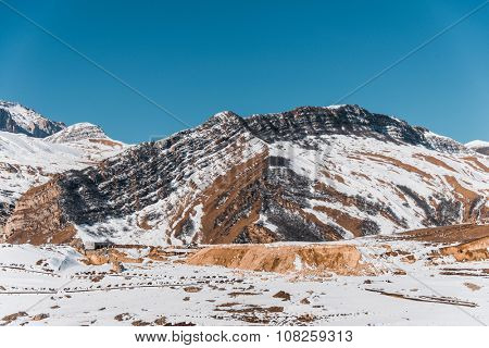 Winter mountains in Gusar region of Azerbaijan
