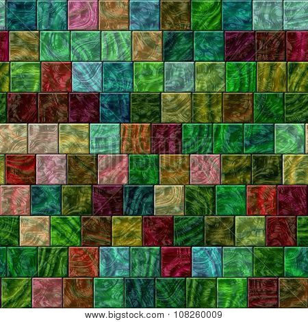 Seamless Colorful Glass Tiles Texture In Saturated Colors