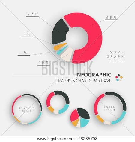 Vector flat design infographic elements - pie charts - 16. part of my infographic bundle