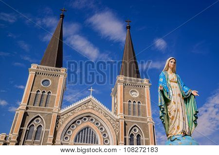 CHANTABURI THAILAND - 29 july 2015 : Old catholic church of Maephra Patisonti Niramon located in Cha