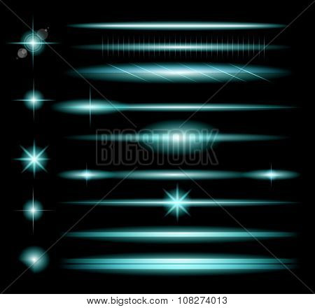 Vector Sparkle Collection with a lot of different Shapes: circolar lightning , point of lights, sparkle bars, cross sparkles. Ready to copy and past on whatever background
