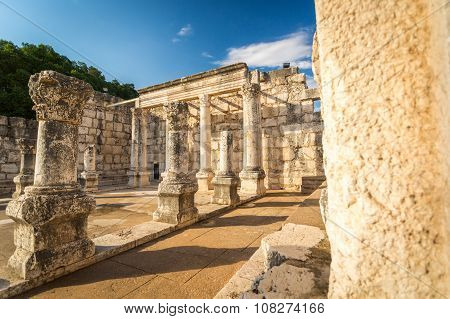 Synagogue In Jesus Town Of Capernaum