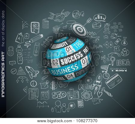 Business SuccessConcept with Doodle design style :finding solution, brainstorming, creative thinking. Modern style illustration for web banners, brochure and flyers.