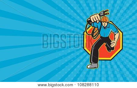 Business Card Electrician Worker Running Electrical Plug