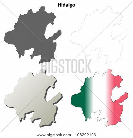 Hidalgo blank outline map set