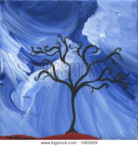 La impresión de pintura de Arte Original árbol negro 2