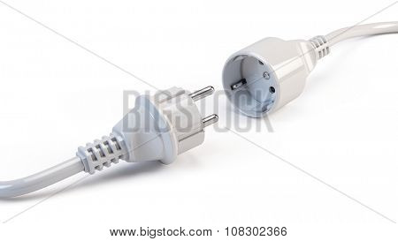 Power Plug and Socket isolated on white