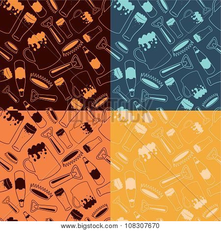 Beer items seamless pattern