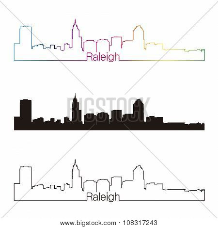 Raleigh Skyline Linear Style With Rainbow