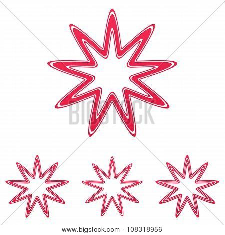 Crimson line star logo design set