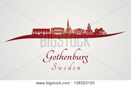 Gothenburg Skyline In Red