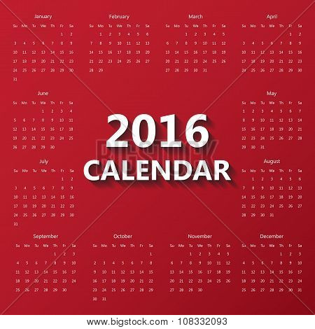 2016 Modern Calendar Template .vector/illustration.
