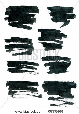 Black ink rectangle shapes isolated on white background.