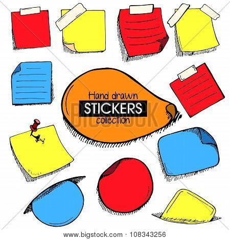 Colorful Set Of Hand Drawn Frames Or Stickers