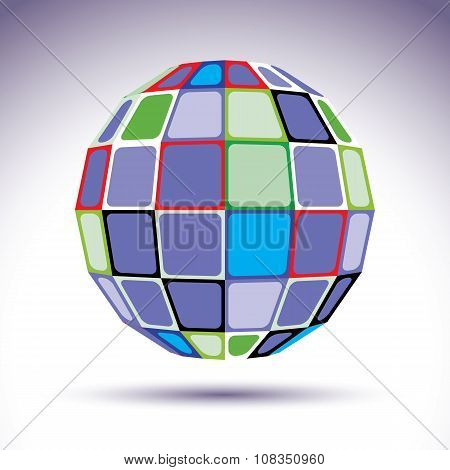 Turquoise Spherical Fractal Object, Dimensional Disco Ball With Kaleidoscope Effect. Modern Orb Crea
