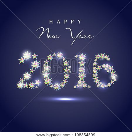 Glossy stylish text 2016 made by colorful stars for Happy New Year celebration.
