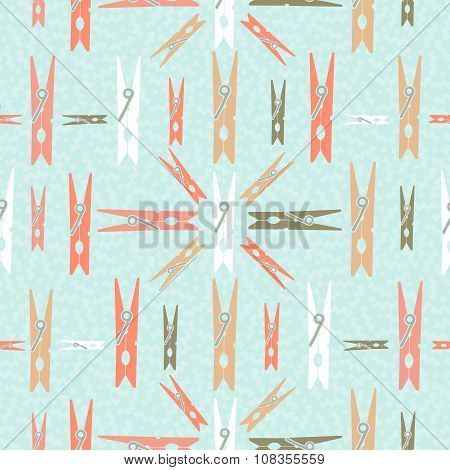 Clothespin Retro Seamless Pattern Shape Background