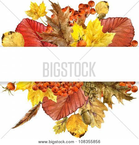 watercolor Autumn nature leaves background